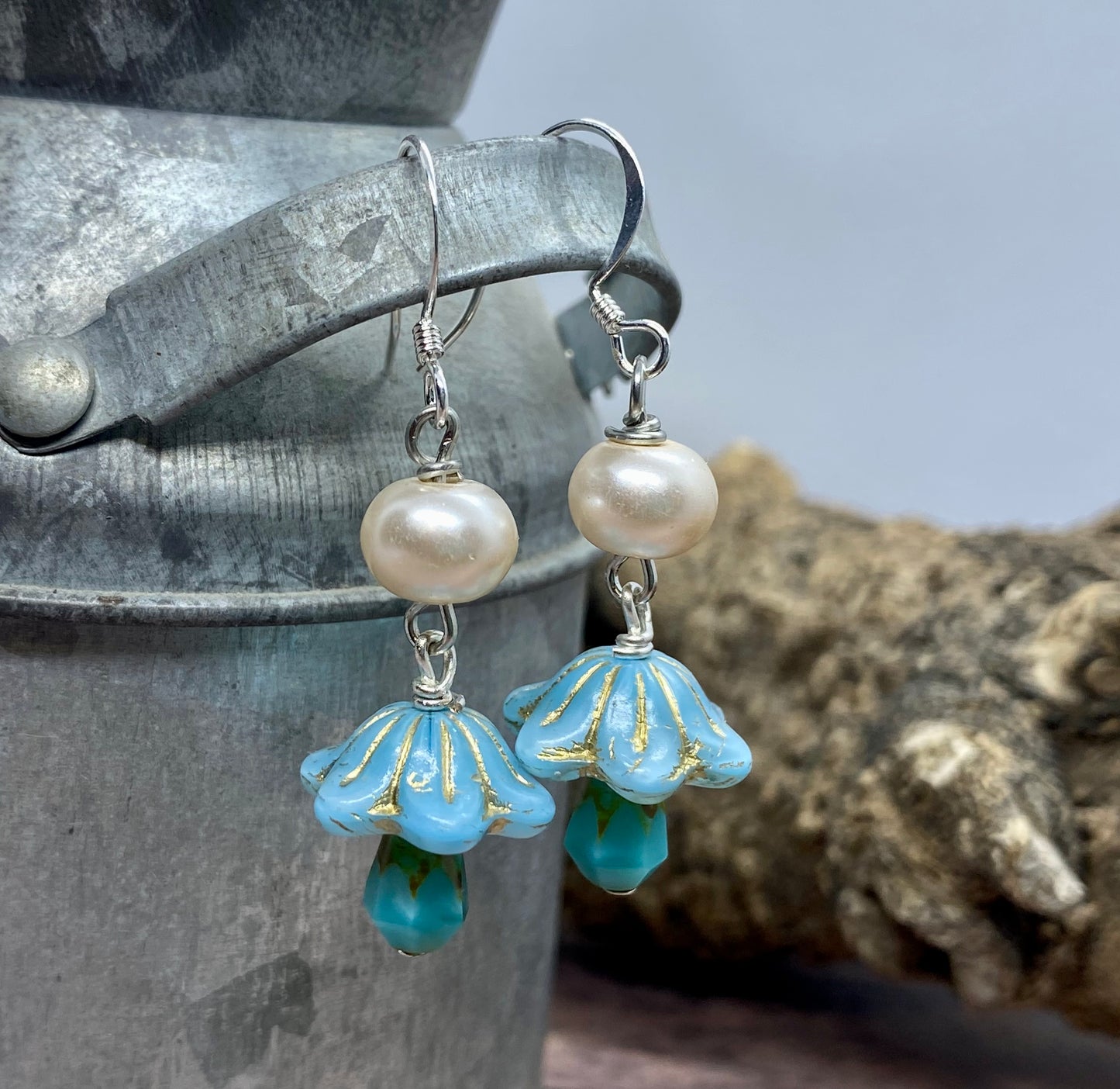 Handcrafted mushroom earrings. Item #s1123-e03