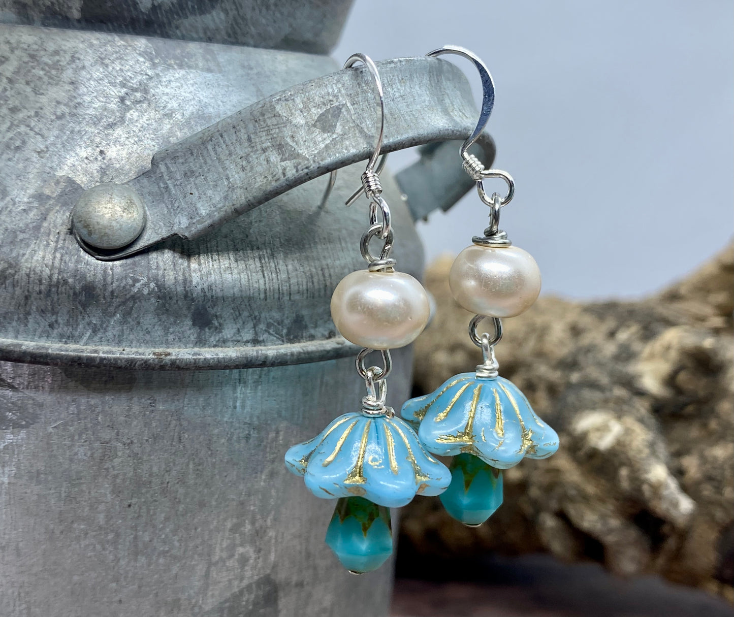 Handcrafted mushroom earrings. Item #s1123-e03