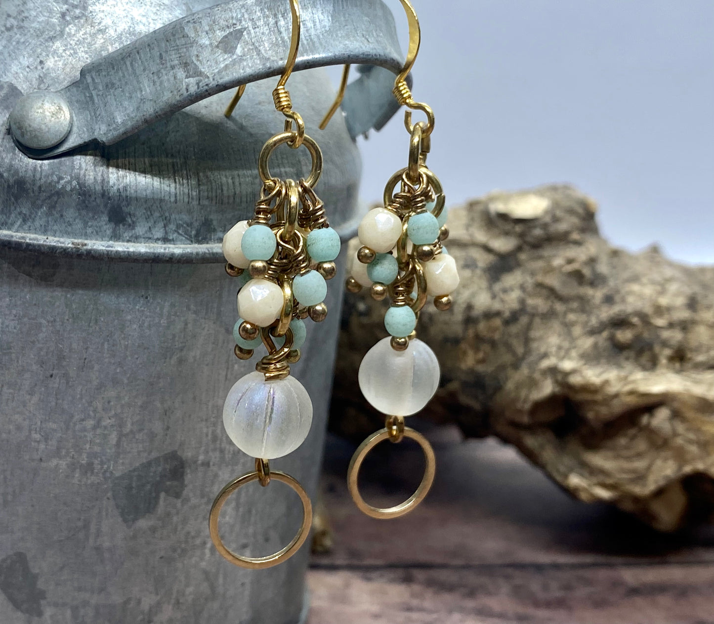 Cluster drop earrings. Item #s1123-e14