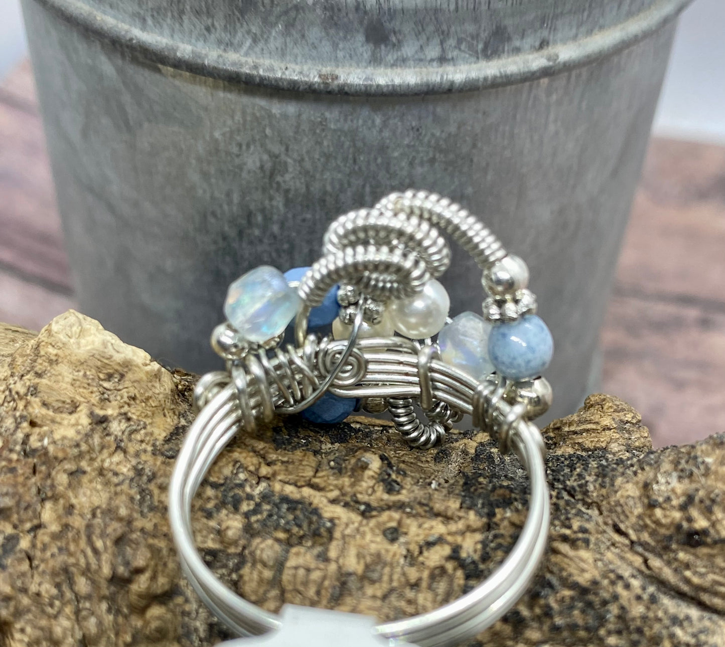 Size 10 handcrafted wire coiled ring. Item #s1123-r15