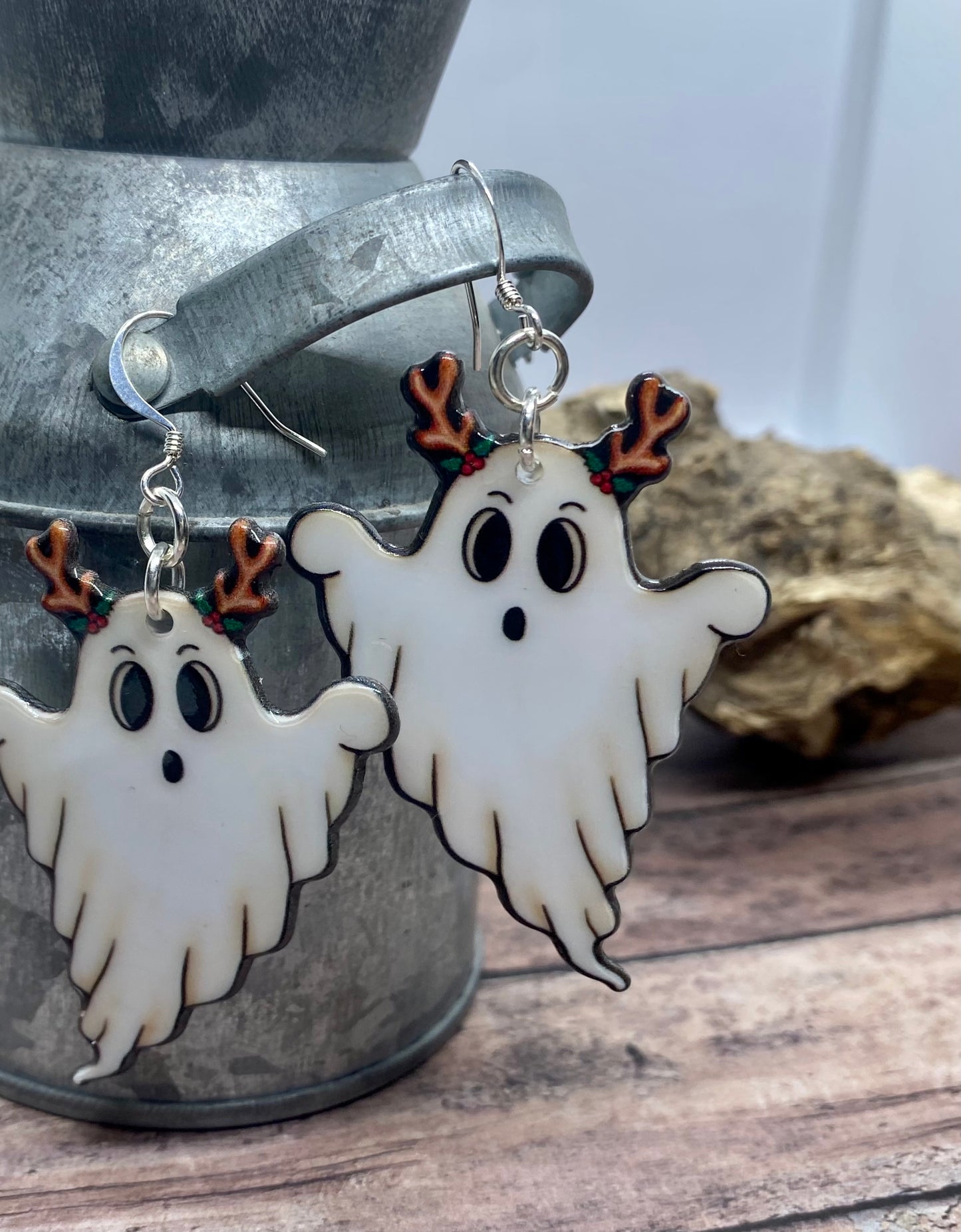 Set of Christmas ghost earrings