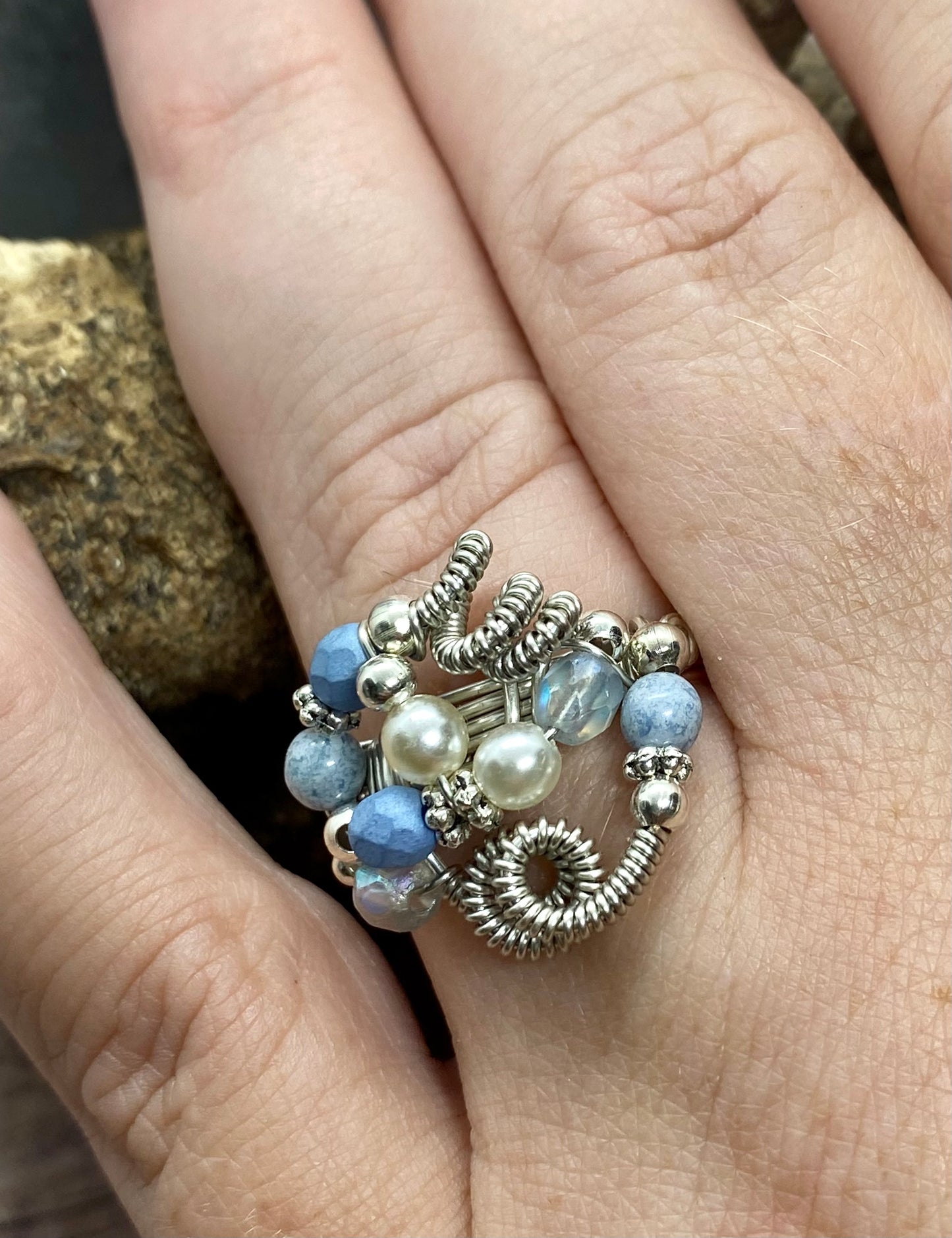 Size 10 handcrafted wire coiled ring.  Item #s1123-r15