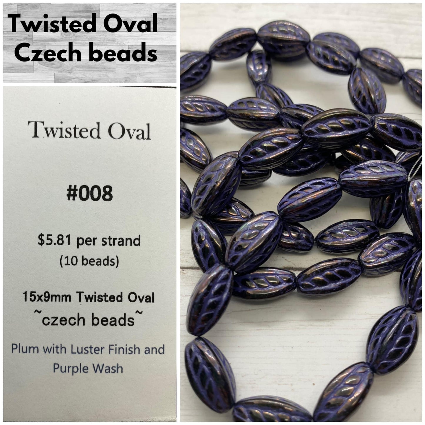 Twisted Oval 15x9mm #008